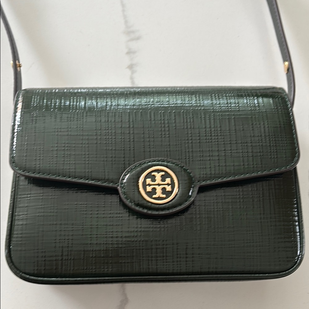 Tory Burch Green Croc-Embossed Crossbody Bag Robinson